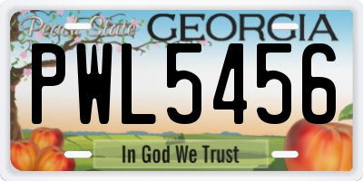 GA license plate PWL5456