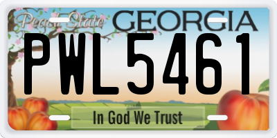 GA license plate PWL5461