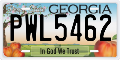 GA license plate PWL5462