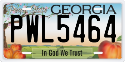 GA license plate PWL5464