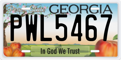 GA license plate PWL5467