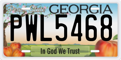GA license plate PWL5468