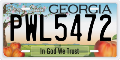 GA license plate PWL5472