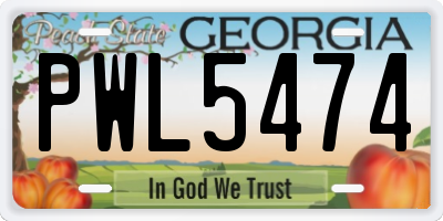 GA license plate PWL5474