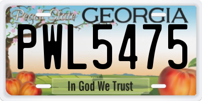 GA license plate PWL5475