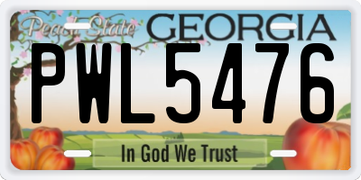 GA license plate PWL5476