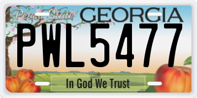 GA license plate PWL5477