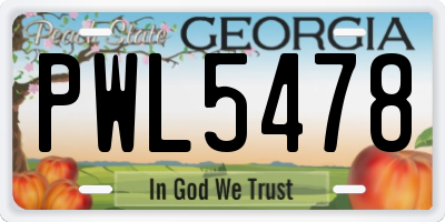 GA license plate PWL5478