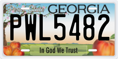 GA license plate PWL5482