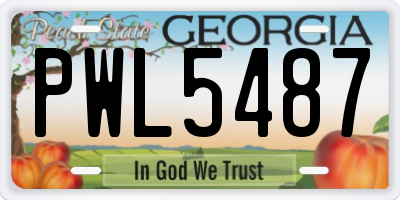 GA license plate PWL5487