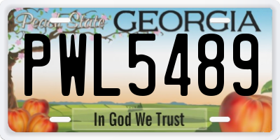 GA license plate PWL5489