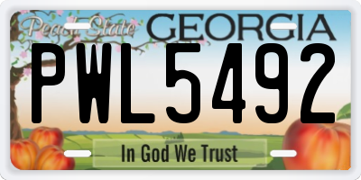 GA license plate PWL5492