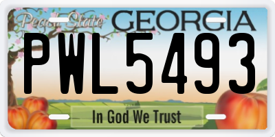 GA license plate PWL5493