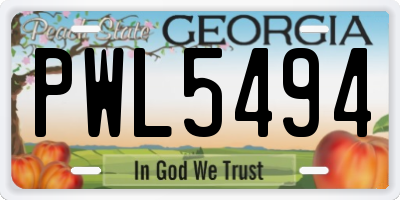 GA license plate PWL5494