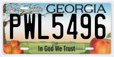 GA license plate PWL5496