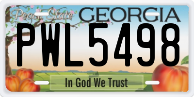 GA license plate PWL5498