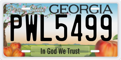 GA license plate PWL5499