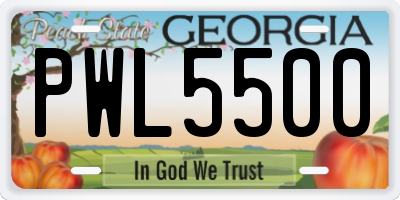 GA license plate PWL5500