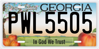GA license plate PWL5505