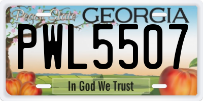 GA license plate PWL5507