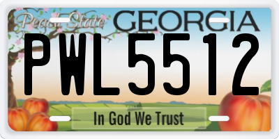 GA license plate PWL5512