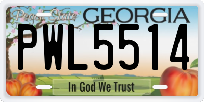 GA license plate PWL5514
