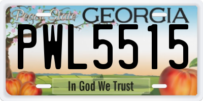 GA license plate PWL5515