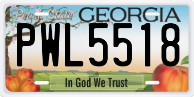 GA license plate PWL5518
