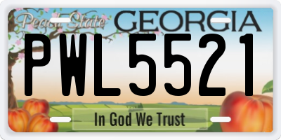 GA license plate PWL5521