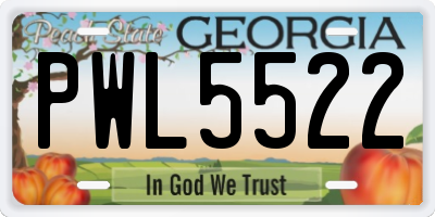 GA license plate PWL5522