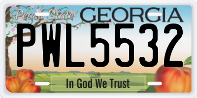 GA license plate PWL5532
