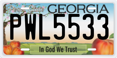 GA license plate PWL5533