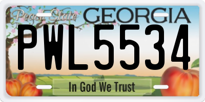 GA license plate PWL5534