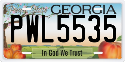 GA license plate PWL5535