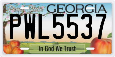 GA license plate PWL5537