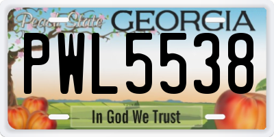 GA license plate PWL5538
