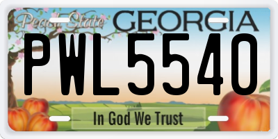 GA license plate PWL5540