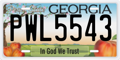 GA license plate PWL5543