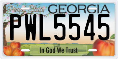 GA license plate PWL5545