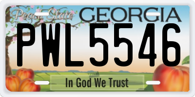 GA license plate PWL5546