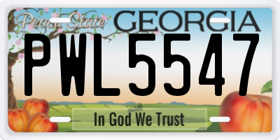 GA license plate PWL5547