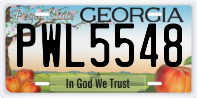 GA license plate PWL5548