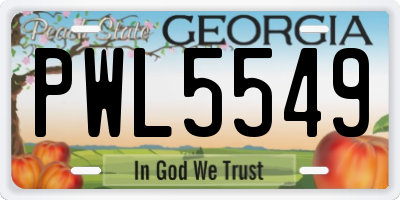 GA license plate PWL5549