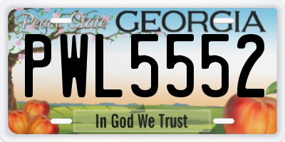 GA license plate PWL5552