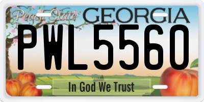 GA license plate PWL5560