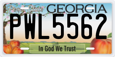 GA license plate PWL5562