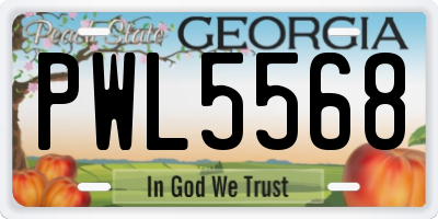 GA license plate PWL5568