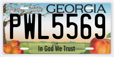 GA license plate PWL5569