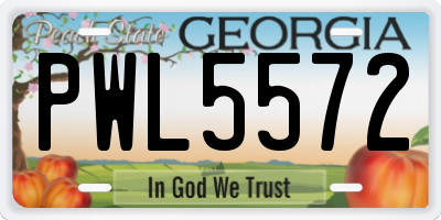 GA license plate PWL5572