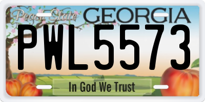 GA license plate PWL5573